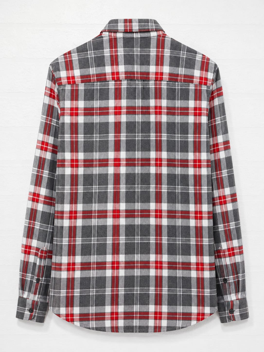 Men's Shirt Craytex Red/Grey Flannel Size Large Approx. 24" PTP - Very Good Condition