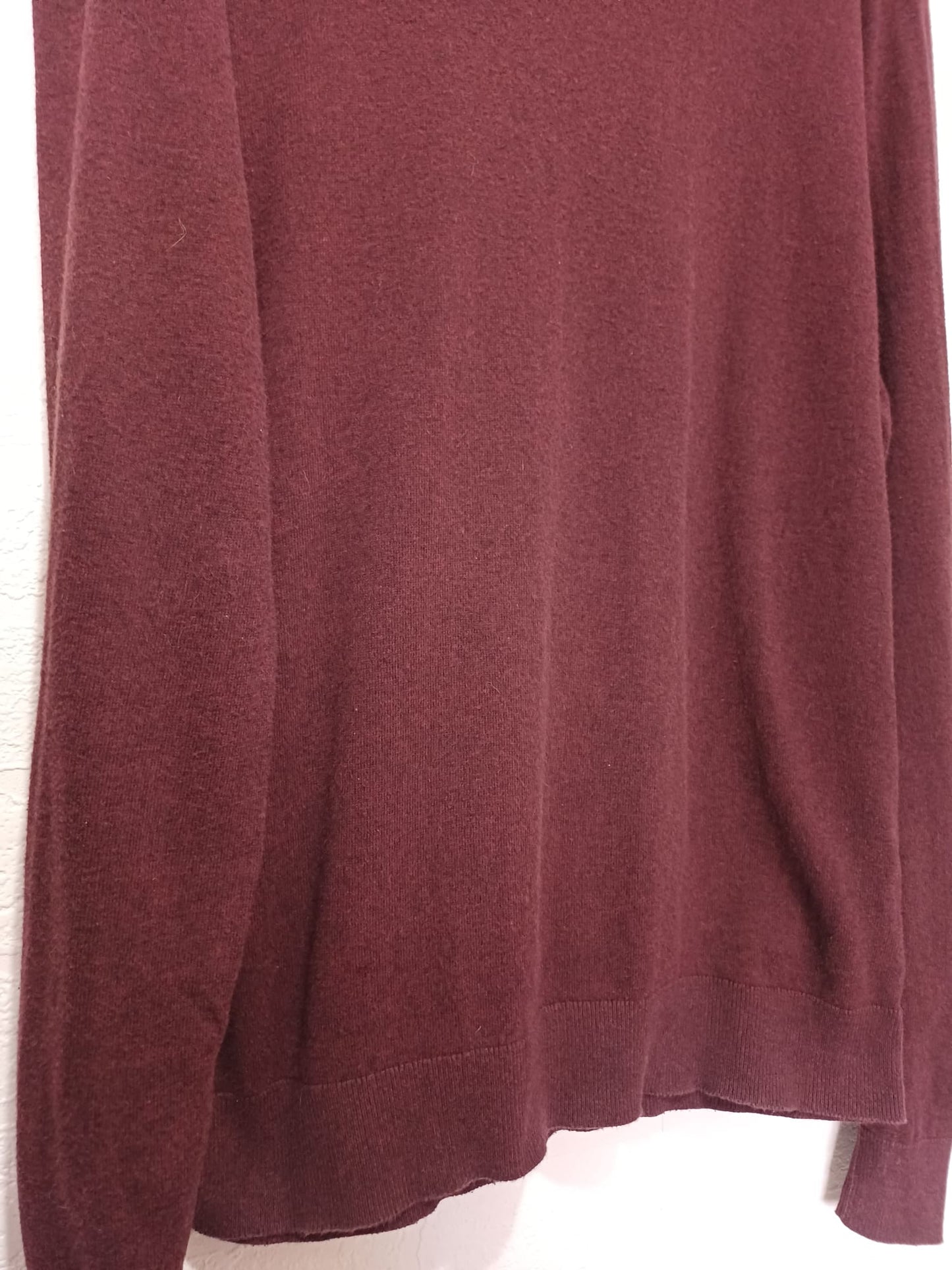 Men's Roll Neck Jumper Burton Menswear Burgundy Medium Approx. 20" PTP - Very Good Condition