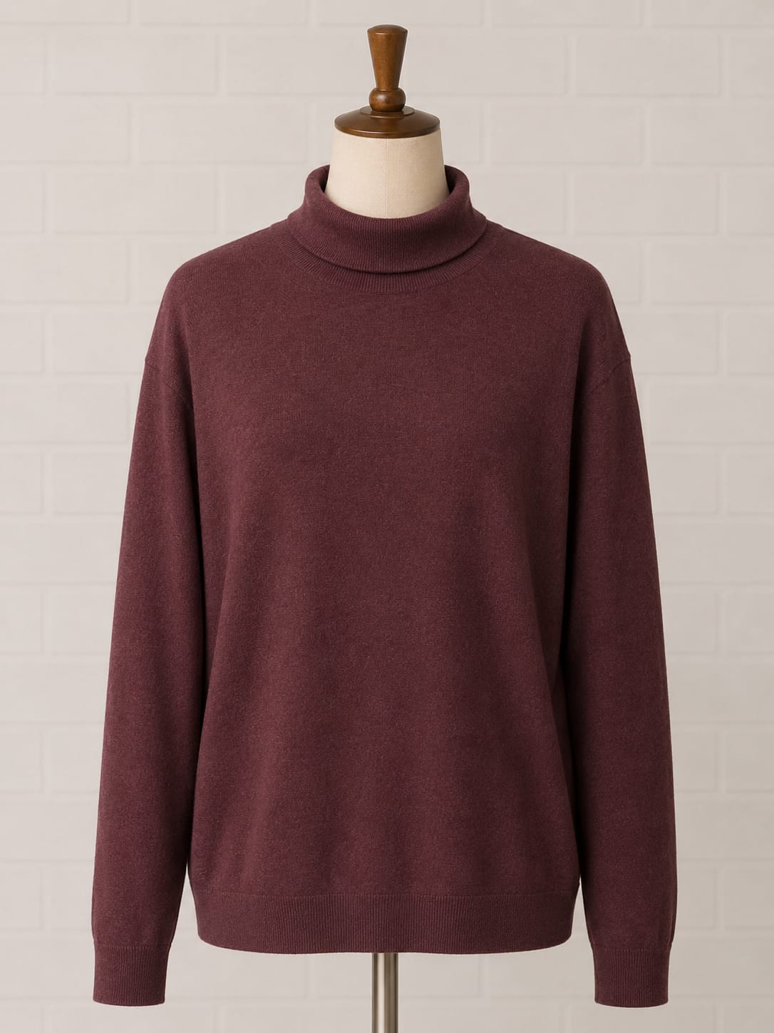Men's Roll Neck Jumper Burton Menswear Burgundy Medium Approx. 20" PTP - Very Good Condition