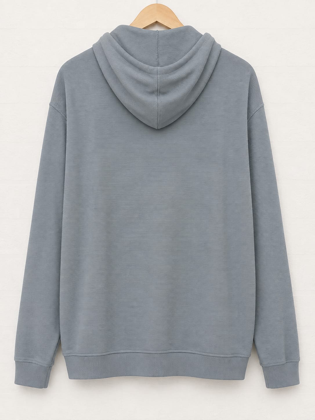 Men's Hoodie Alpha One Blue Grey Ribbed Textured Full Zip Medium Approx. 22" PTP - Good Condition