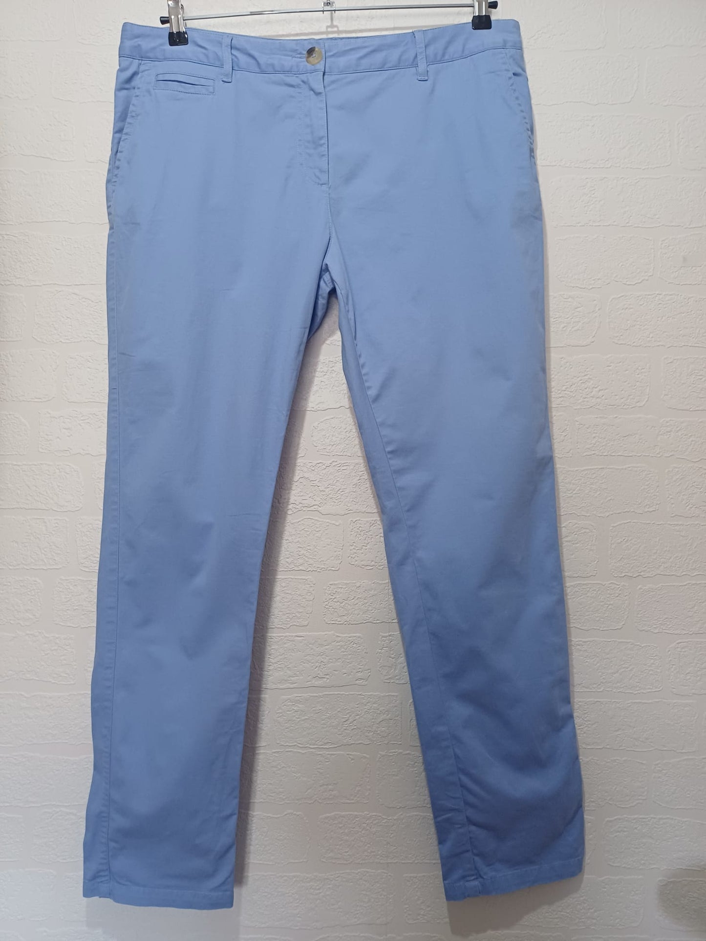 Women's Trousers Crew Clothing Sky Blue Straight Leg Chino Size 16 Approx. 38" W 31" L - Very Good Condition