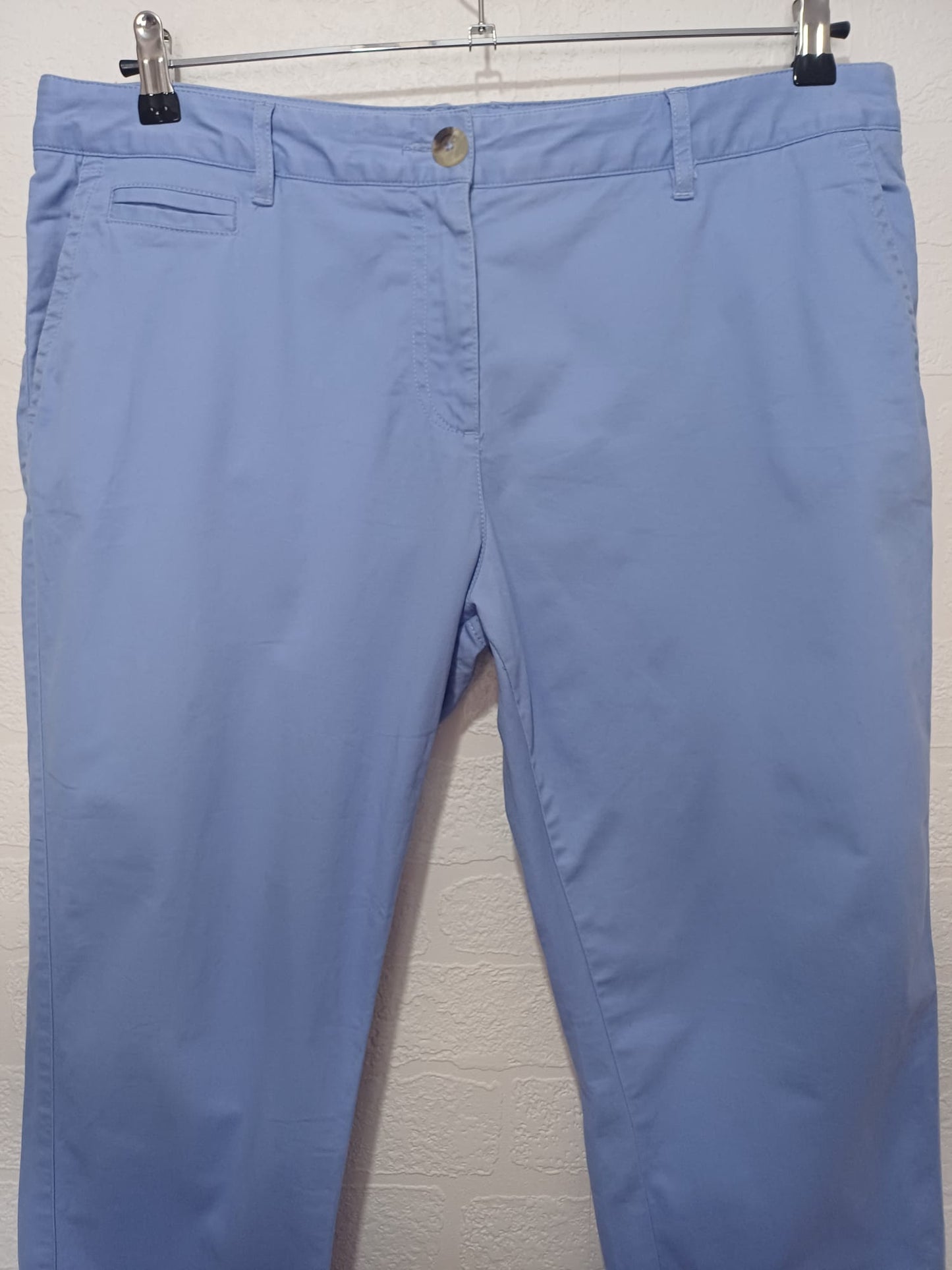 Women's Trousers Crew Clothing Sky Blue Straight Leg Chino Size 16 Approx. 38" W 31" L - Very Good Condition