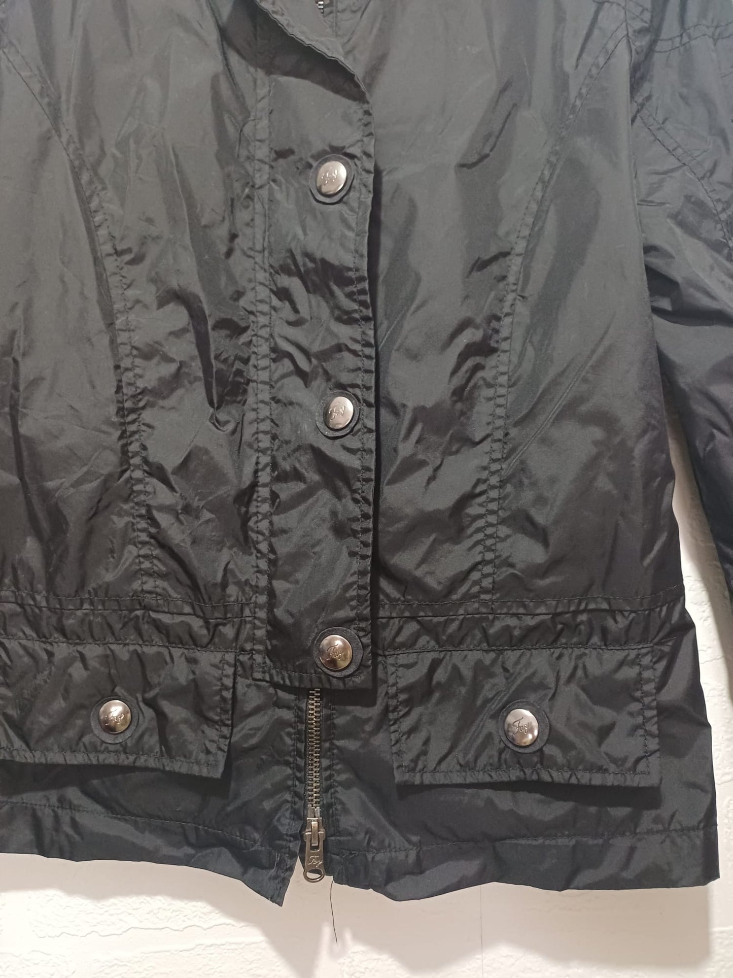 Women's Jacket Fay Black Lightweight Popper Fastening Size S Approx. 17" PTP - Good Condition