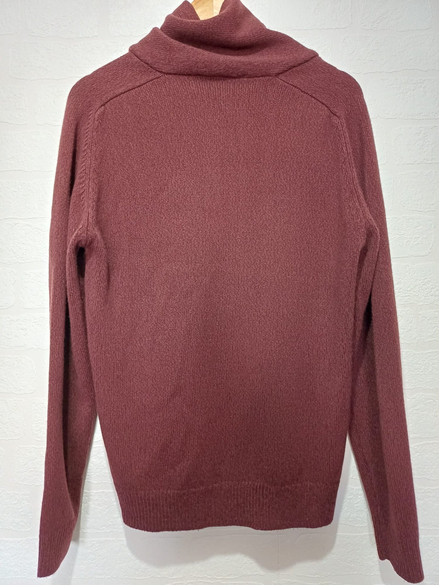 Men's Jumper George Burgundy Textured Knit Shawl Collar Single Button Size M - Very Good Condition