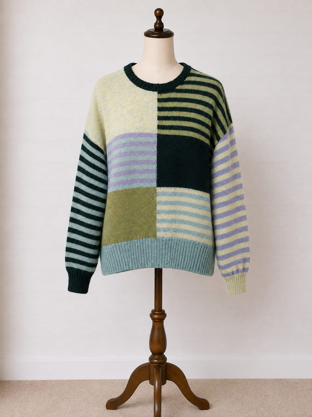 Women's Jumper White Stuff Multicolour Colour Block Stripe Knit Oversized Size 10 - Very Good Condition