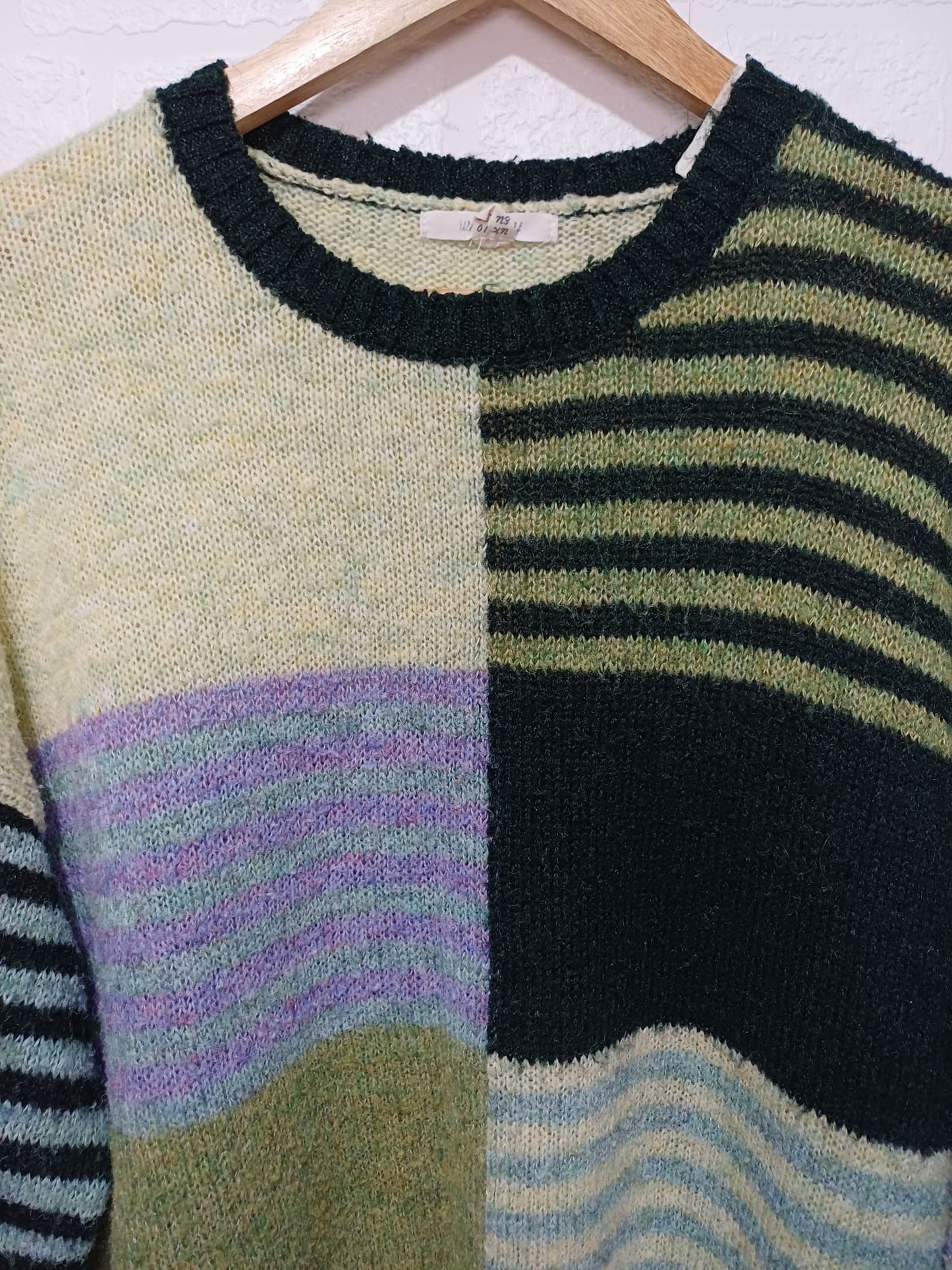 Women's Jumper White Stuff Multicolour Colour Block Stripe Knit Oversized Size 10 - Very Good Condition