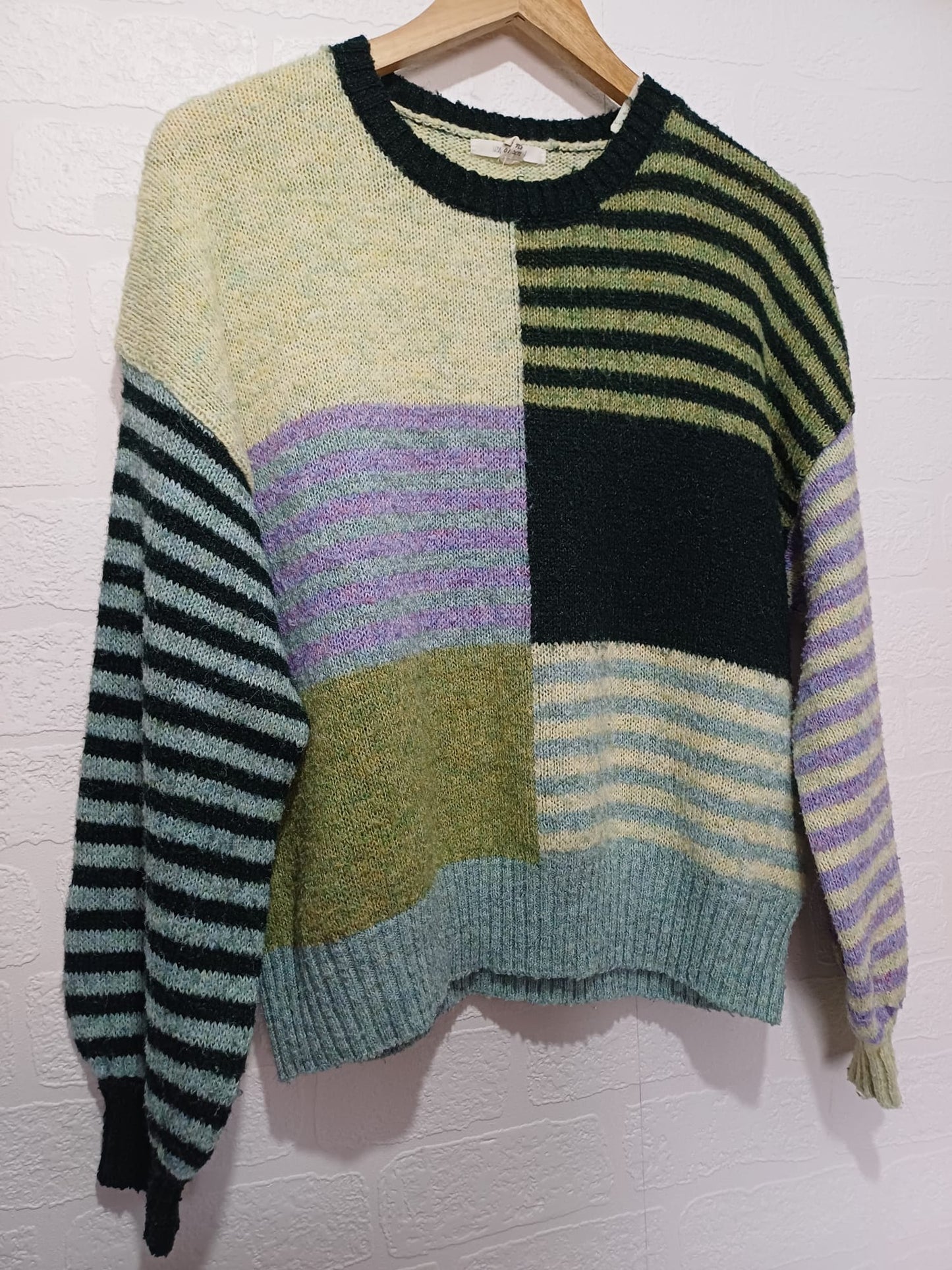 Women's Jumper White Stuff Multicolour Colour Block Stripe Knit Oversized Size 10 - Very Good Condition