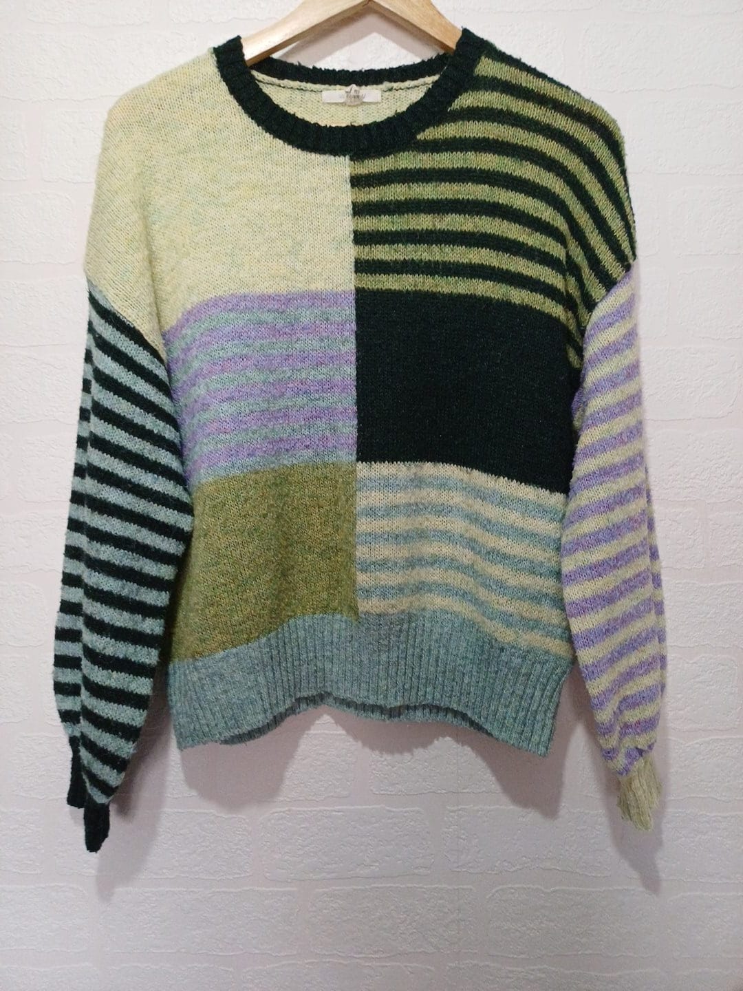 Women's Jumper White Stuff Multicolour Colour Block Stripe Knit Oversized Size 10 - Very Good Condition