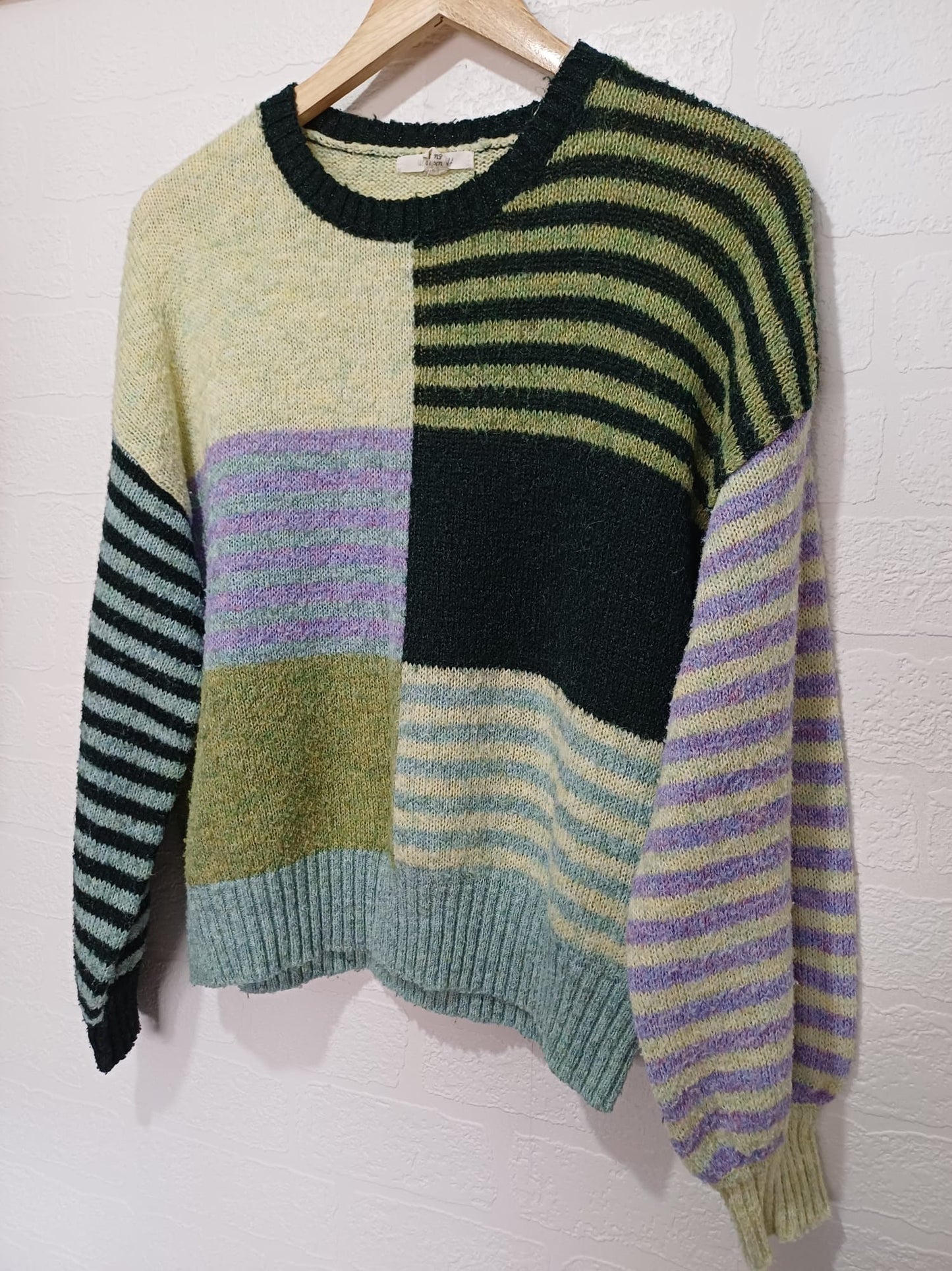 Women's Jumper White Stuff Multicolour Colour Block Stripe Knit Oversized Size 10 - Very Good Condition
