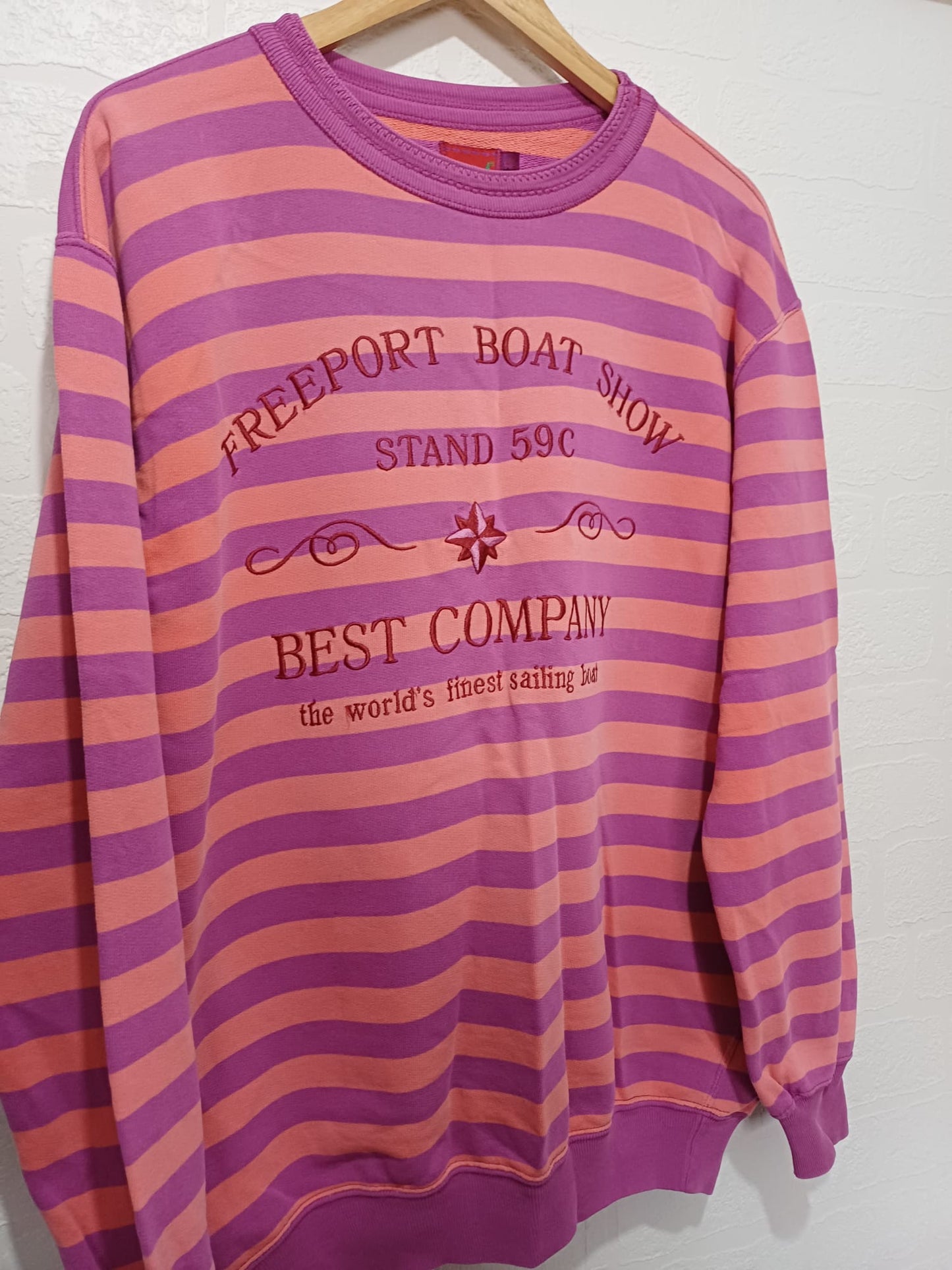 Unisex Sweatshirt Best Company Freeport Boat Show Pink Purple Size L - Great Condition