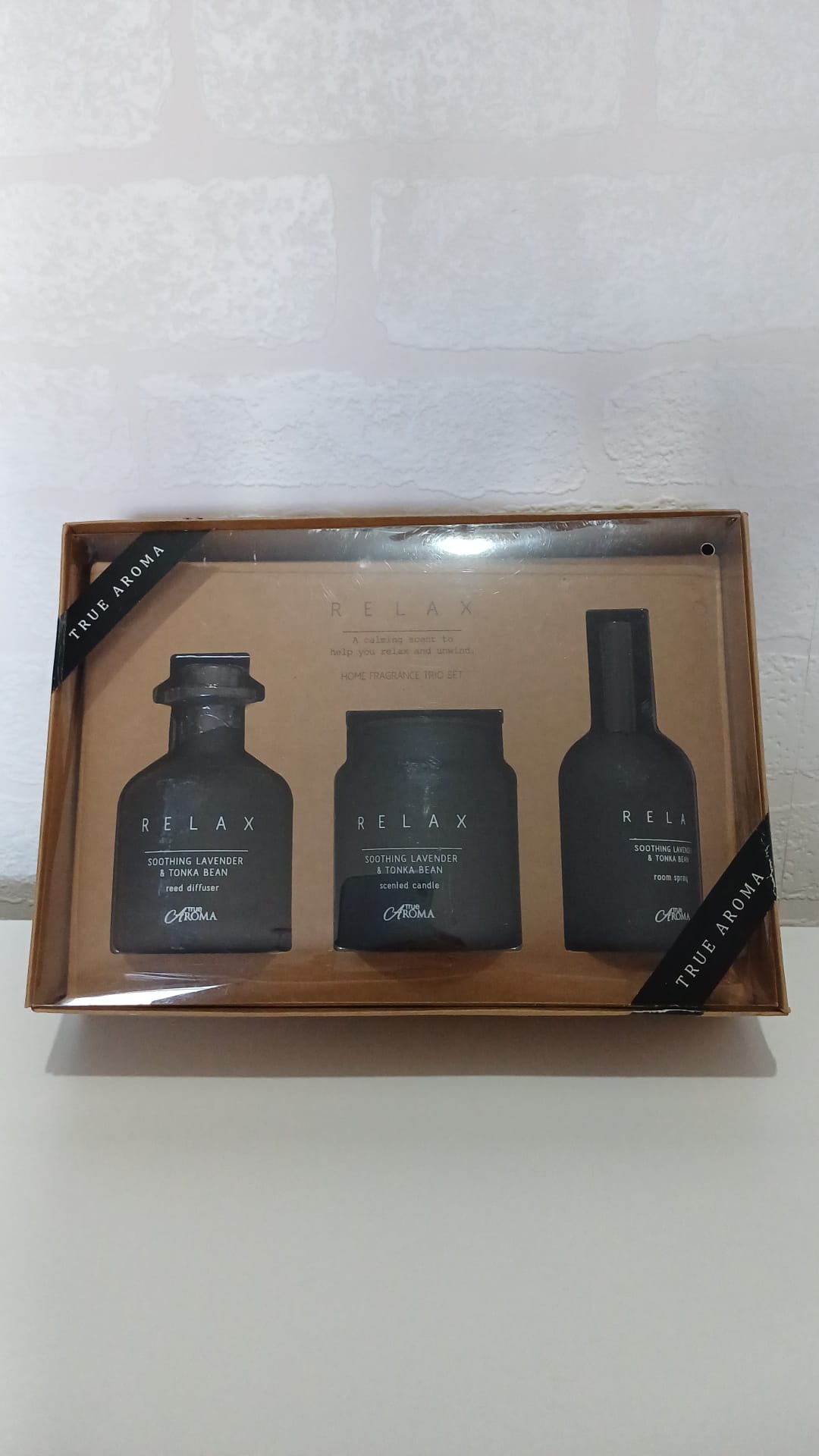 True Aroma Relax Lavender & Tonka Fragrance Trio Gift Set Candle & Reed Diffuser - Brand New