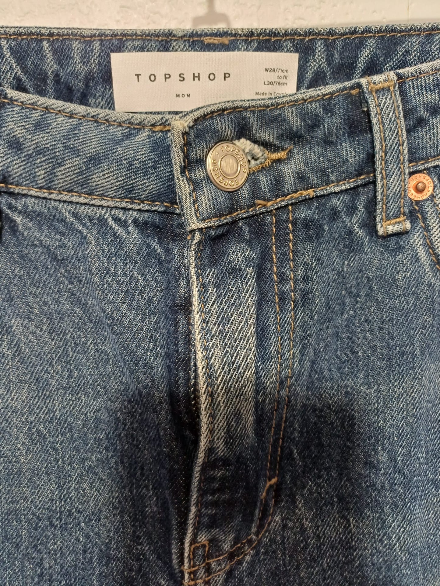 Women's Jeans Topshop Mom High Waist Straight Leg W28 L30 - Very Good Condition