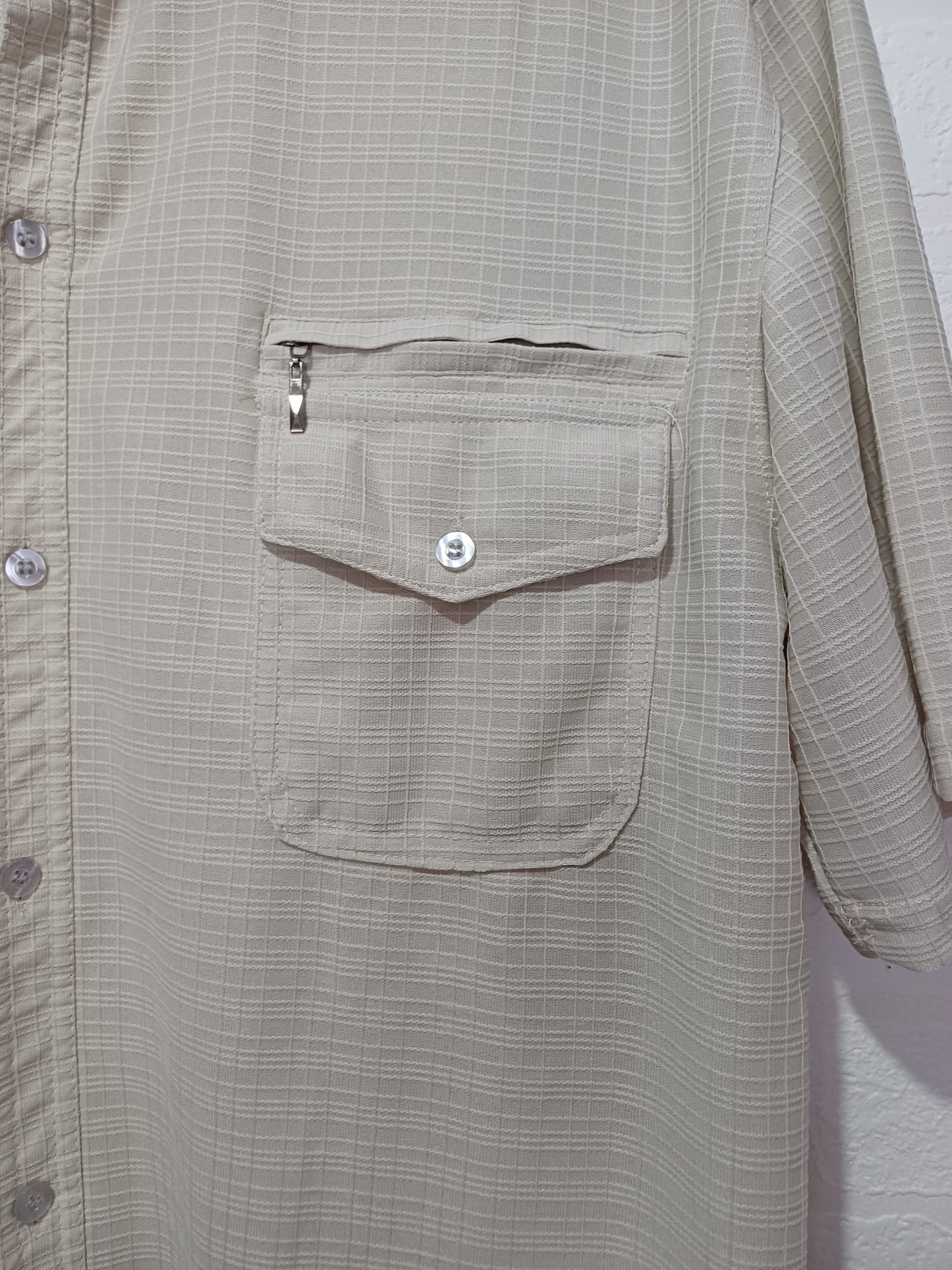 Men's Shirt Max Men Collection Beige Cream Short Sleeve Two Chest Pockets XXXL Approx. 25" PTP - Very Good Condition