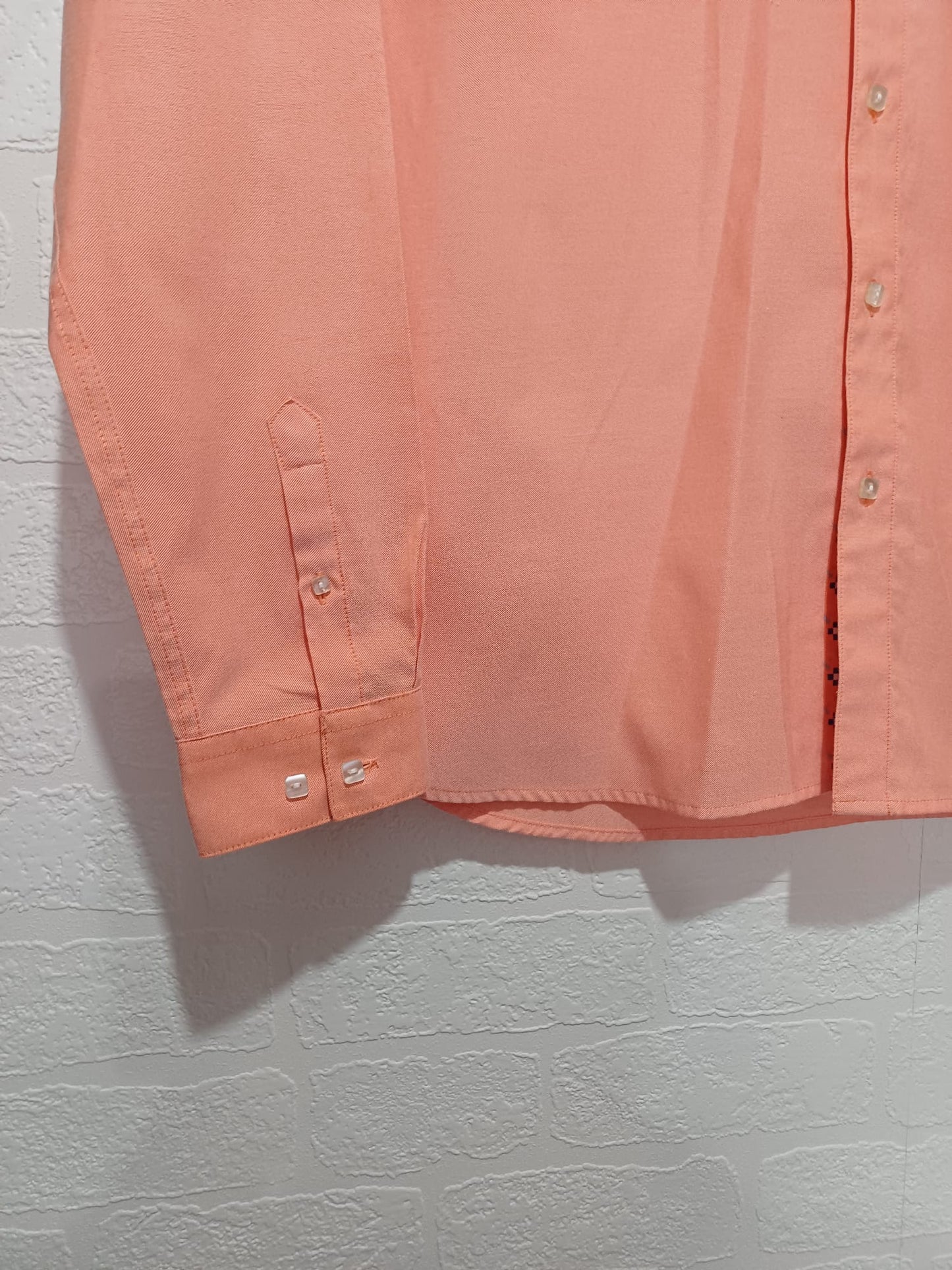 Men's Shirt Gabicci Peach Pink Oxford Long Sleeve Medium Approx. 20" PTP - Excellent Condition