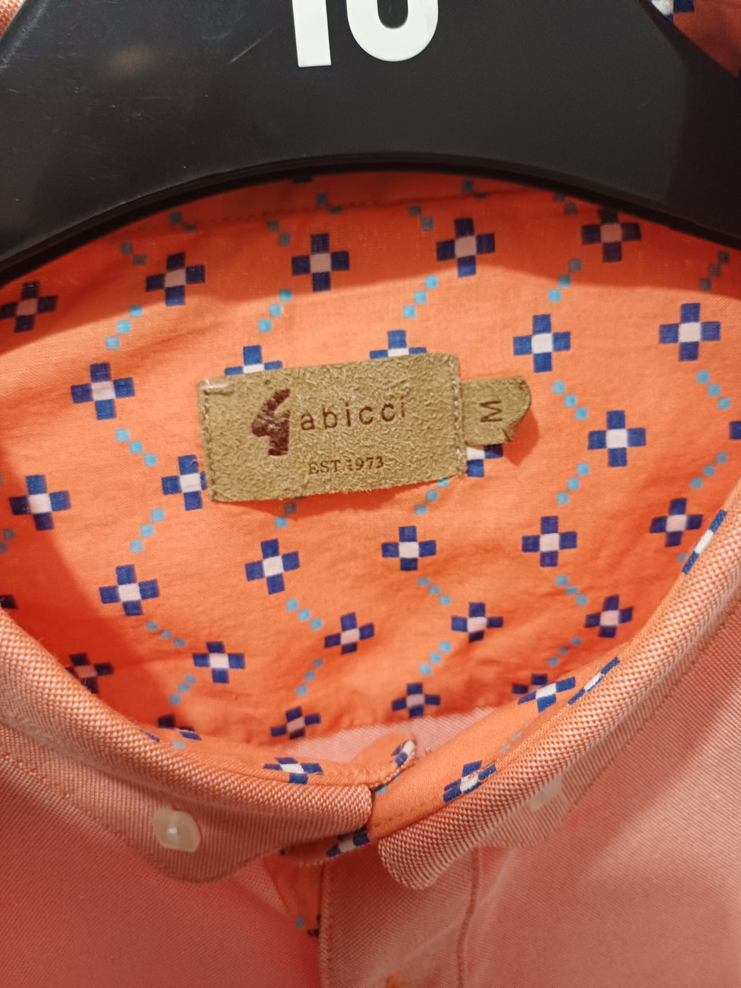 Men's Shirt Gabicci Peach Pink Oxford Long Sleeve Medium Approx. 20" PTP - Excellent Condition