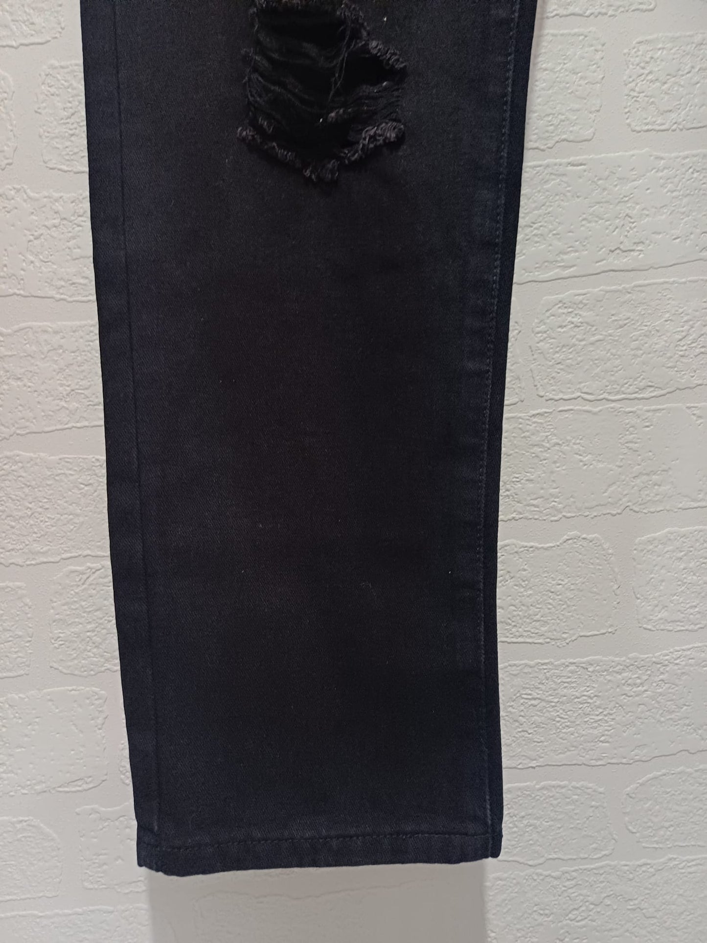 Men's Jeans Black Distressed Embroidered Patch W38 L30 - Like New Condition