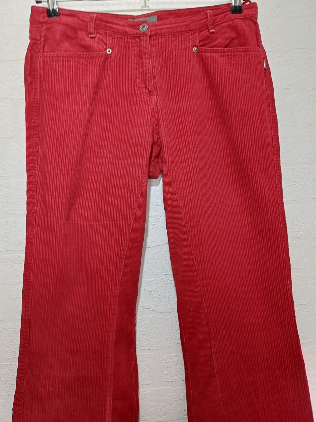 Women's Trousers s.Oliver Red Corduroy Flared 34W 31L - Very Good Condition