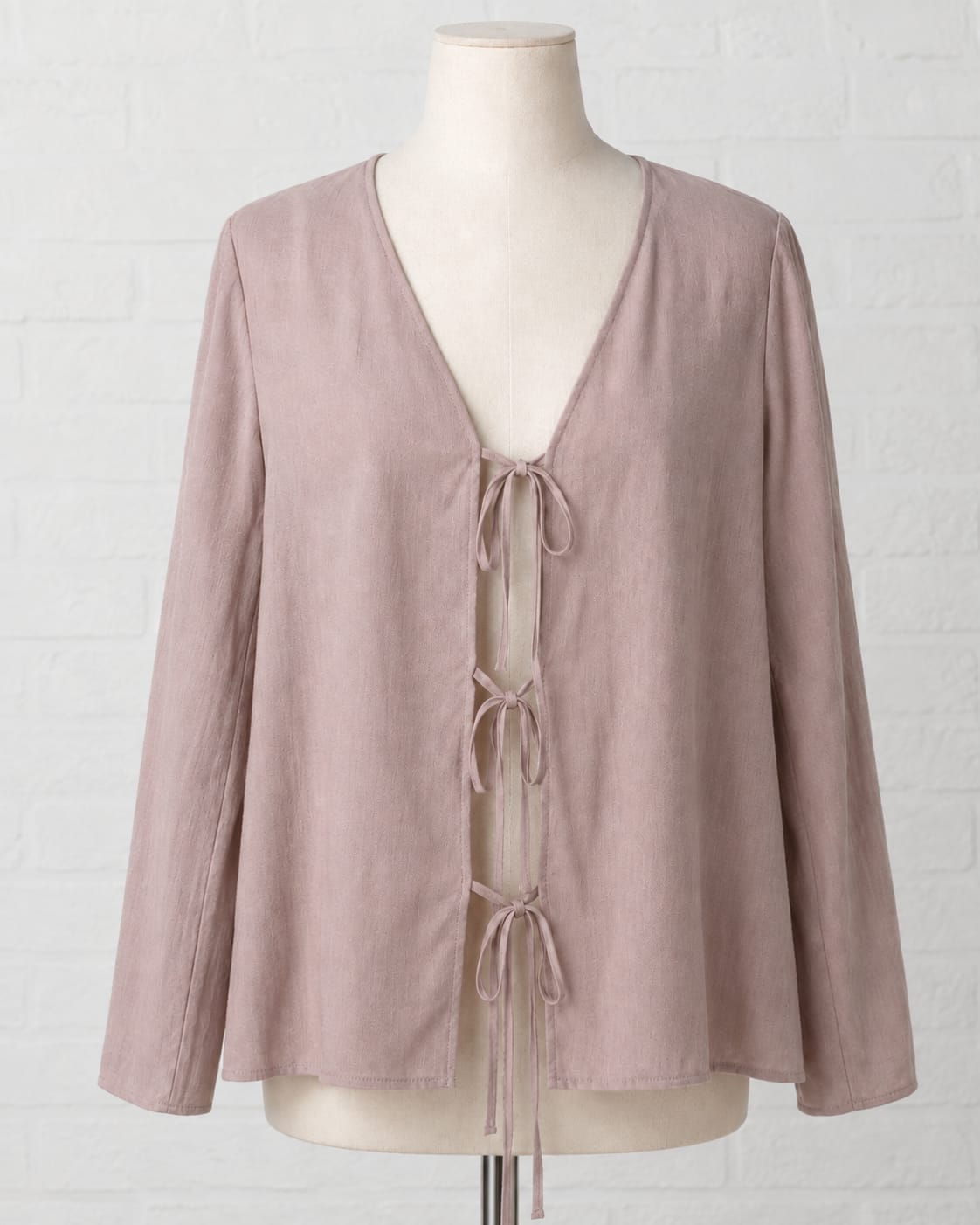 Women's Cardigan Fumidar Dusky Pink Tie Front Open Front Long Sleeve Size M Approx. 21" PTP - Very Good Condition