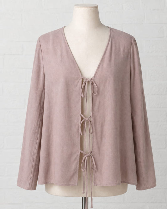 Women's Cardigan Fumidar Dusky Pink Tie Front Open Front Long Sleeve Size M Approx. 21" PTP - Very Good Condition
