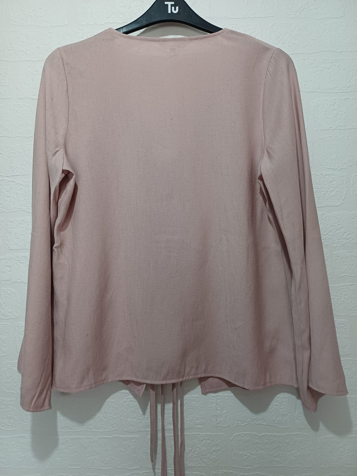Women's Cardigan Fumidar Dusky Pink Tie Front Open Front Long Sleeve Size M Approx. 21" PTP - Very Good Condition