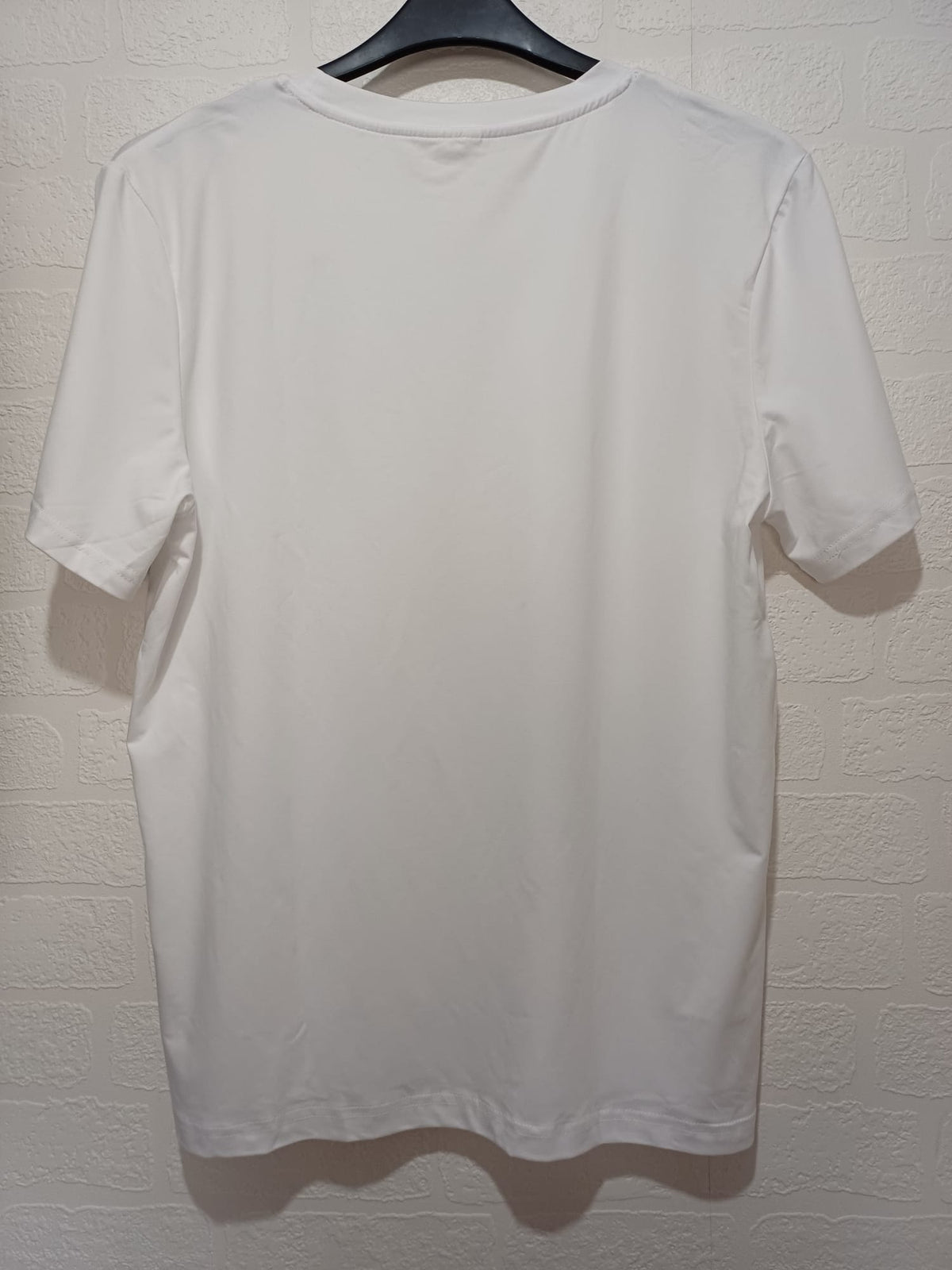 Men's T-Shirt White Black Gothic Cross Graphic Print Short Sleeve Size S Approx. 20" PTP - Very Good Condition