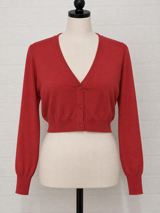 Women's Cardigan Aibrou Red Button Front Long Sleeve Size M Approx. 17" PTP - New With Tags