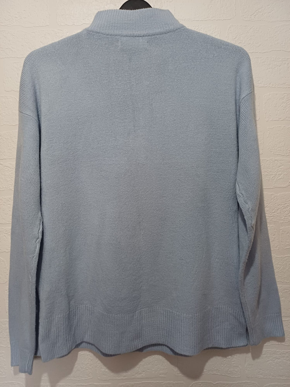 Women's Jumper b.young Pale Blue Roll Neck Ribbed Knit Size M Approx. 20" PTP - Very Good Condition