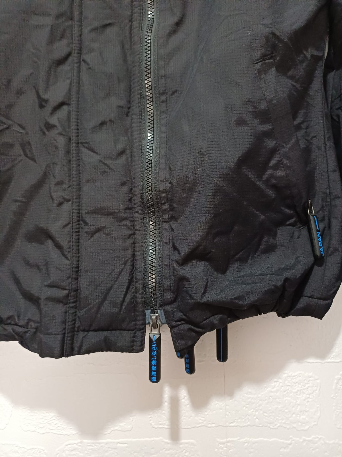 Women's Jacket Superdry Japan Black Hooded Windcheater XS Approx. 17" PTP - Very Good Condition