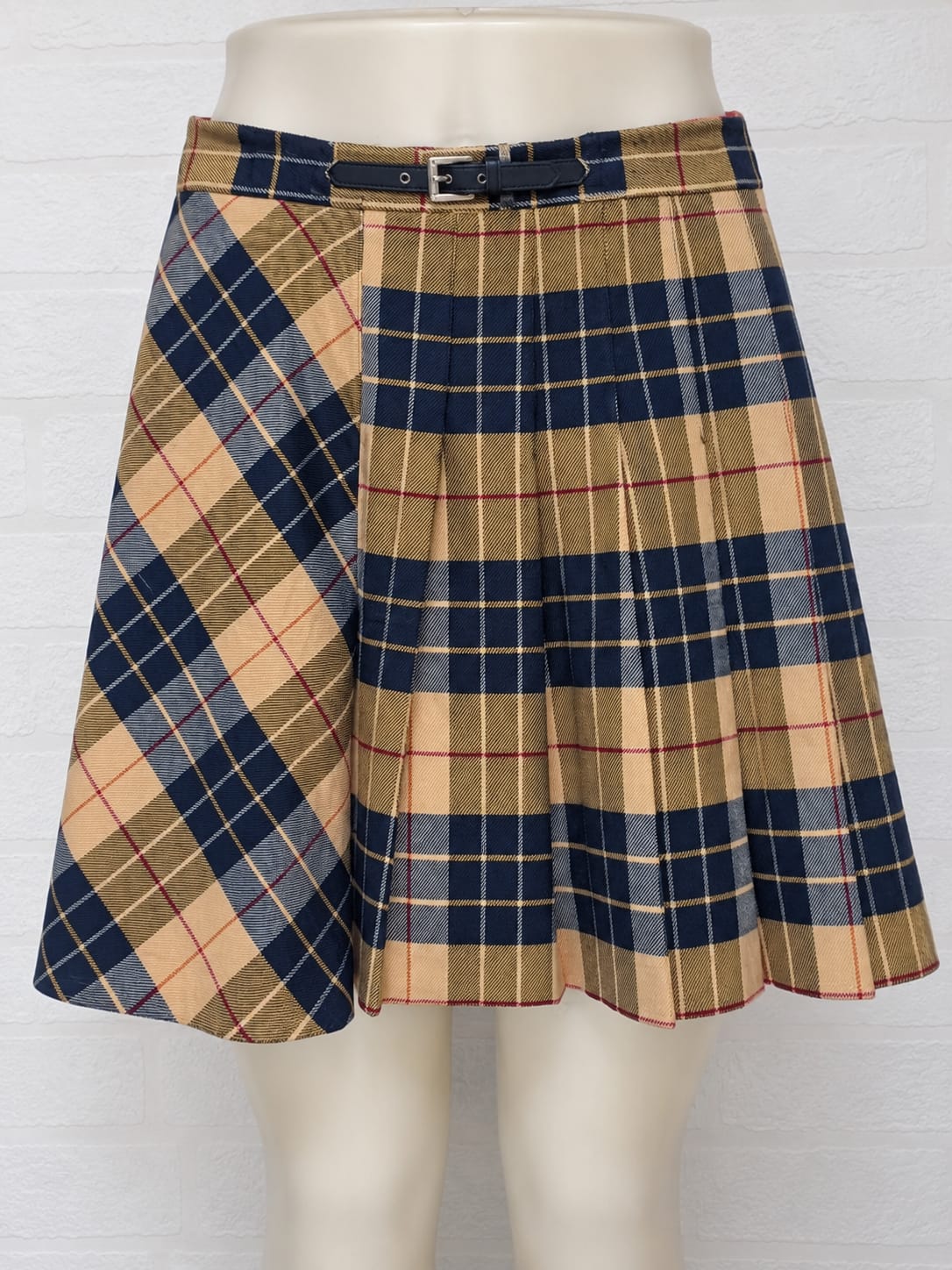 Women's Skirt M&S Tartan Check Pleated Kilt Style with Belt UK 12 - Very Good Condition