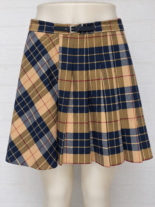 Women's Skirt M&S Tartan Check Pleated Kilt Style with Belt UK 12 - Very Good Condition