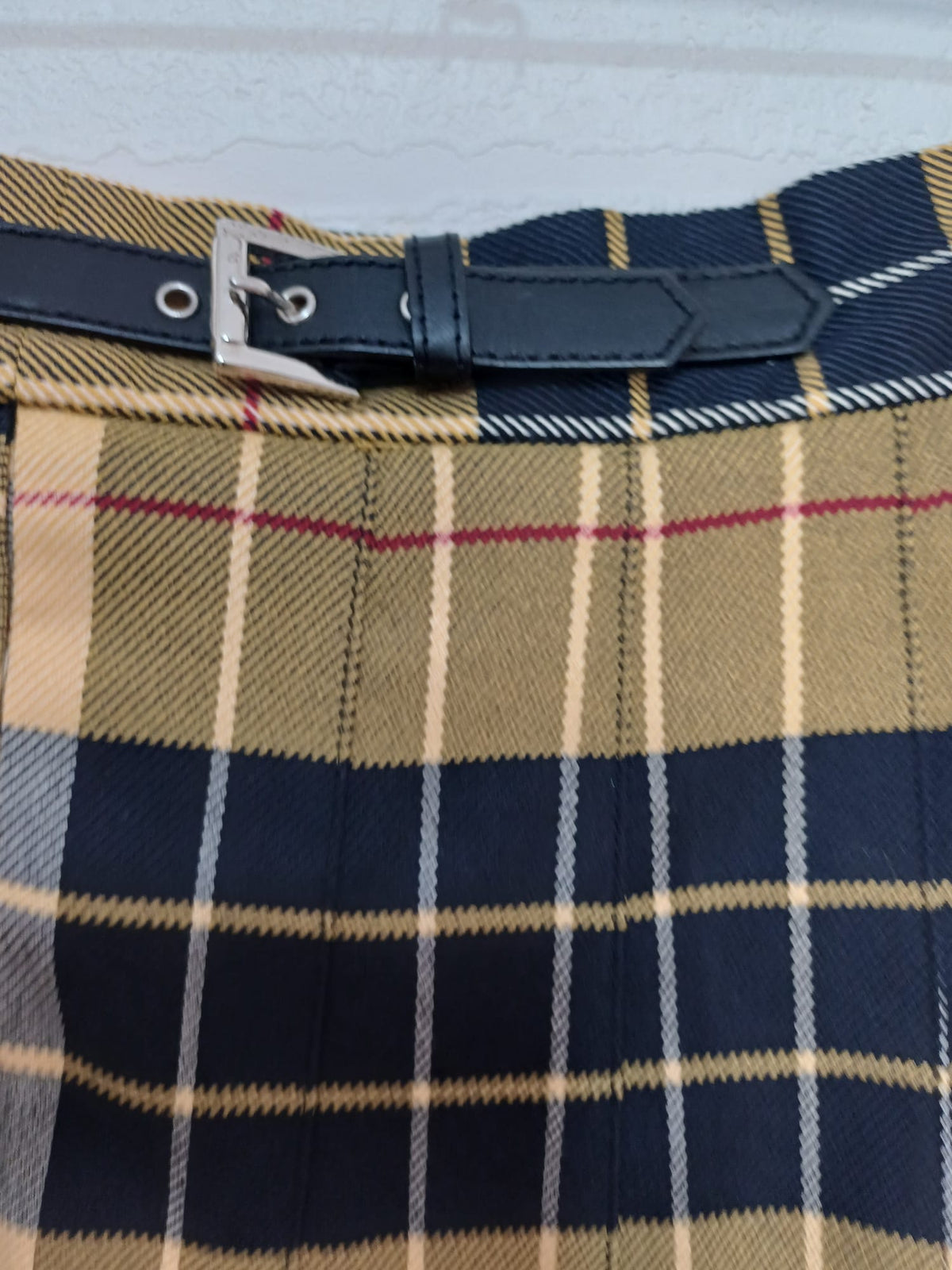 Women's Skirt M&S Tartan Check Pleated Kilt Style with Belt UK 12 - Very Good Condition