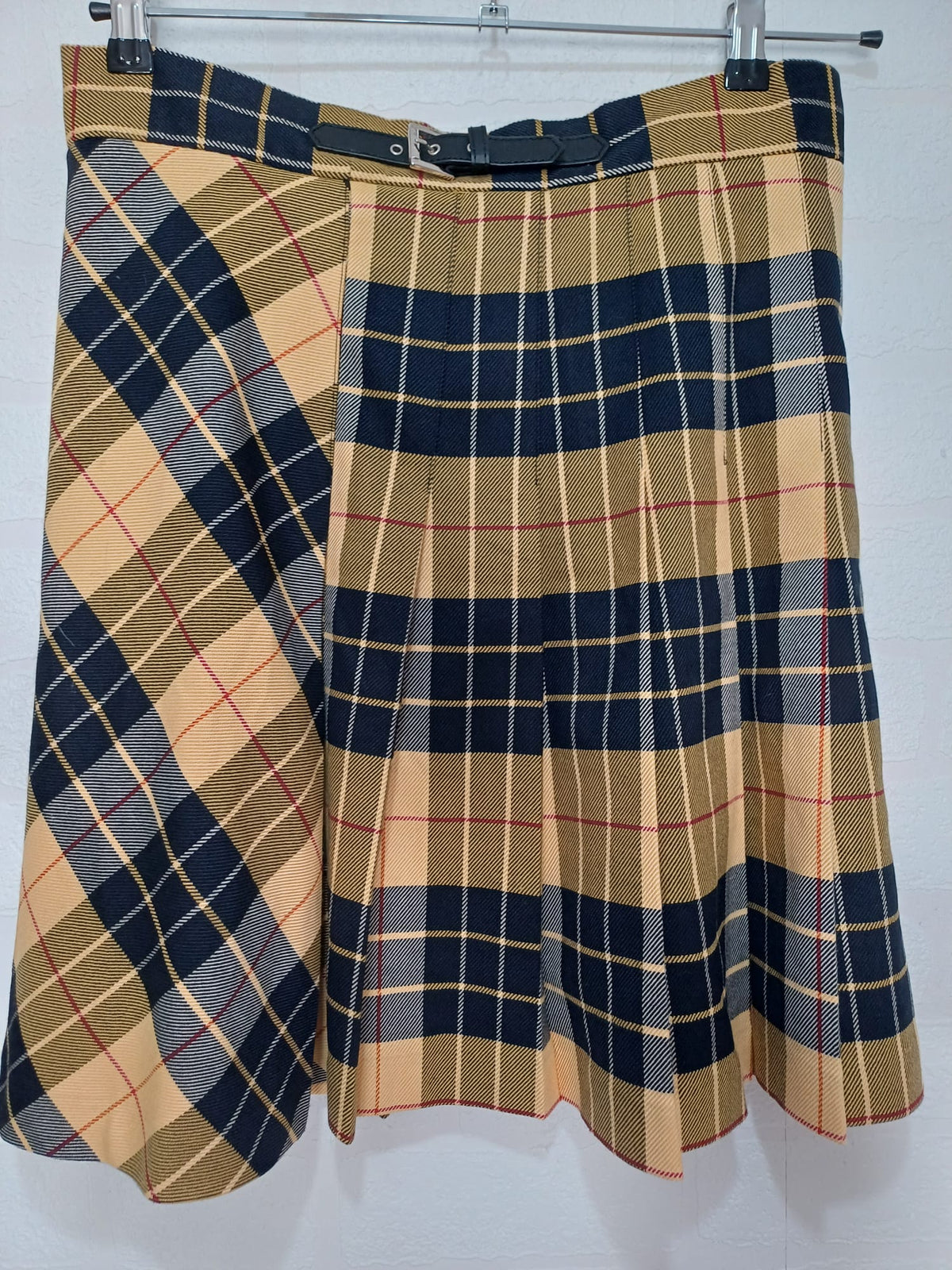 Women's Skirt M&S Tartan Check Pleated Kilt Style with Belt UK 12 - Very Good Condition
