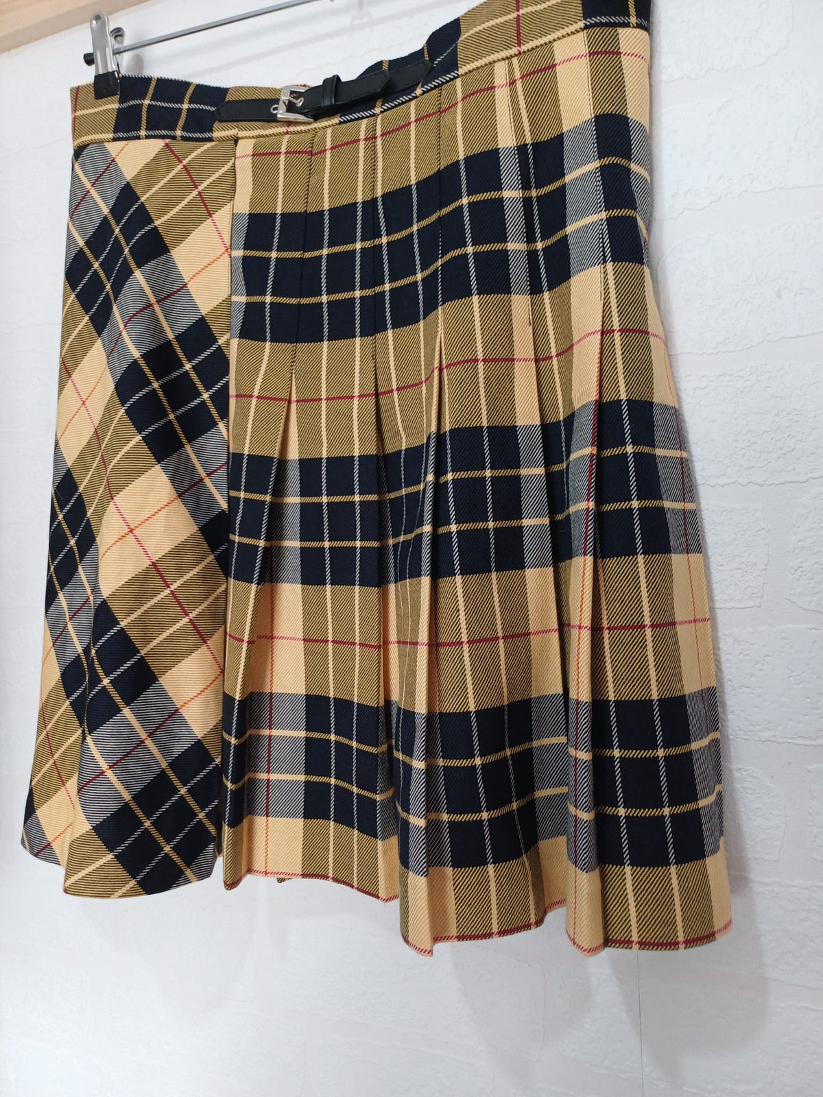 Women's Skirt M&S Tartan Check Pleated Kilt Style with Belt UK 12 - Very Good Condition
