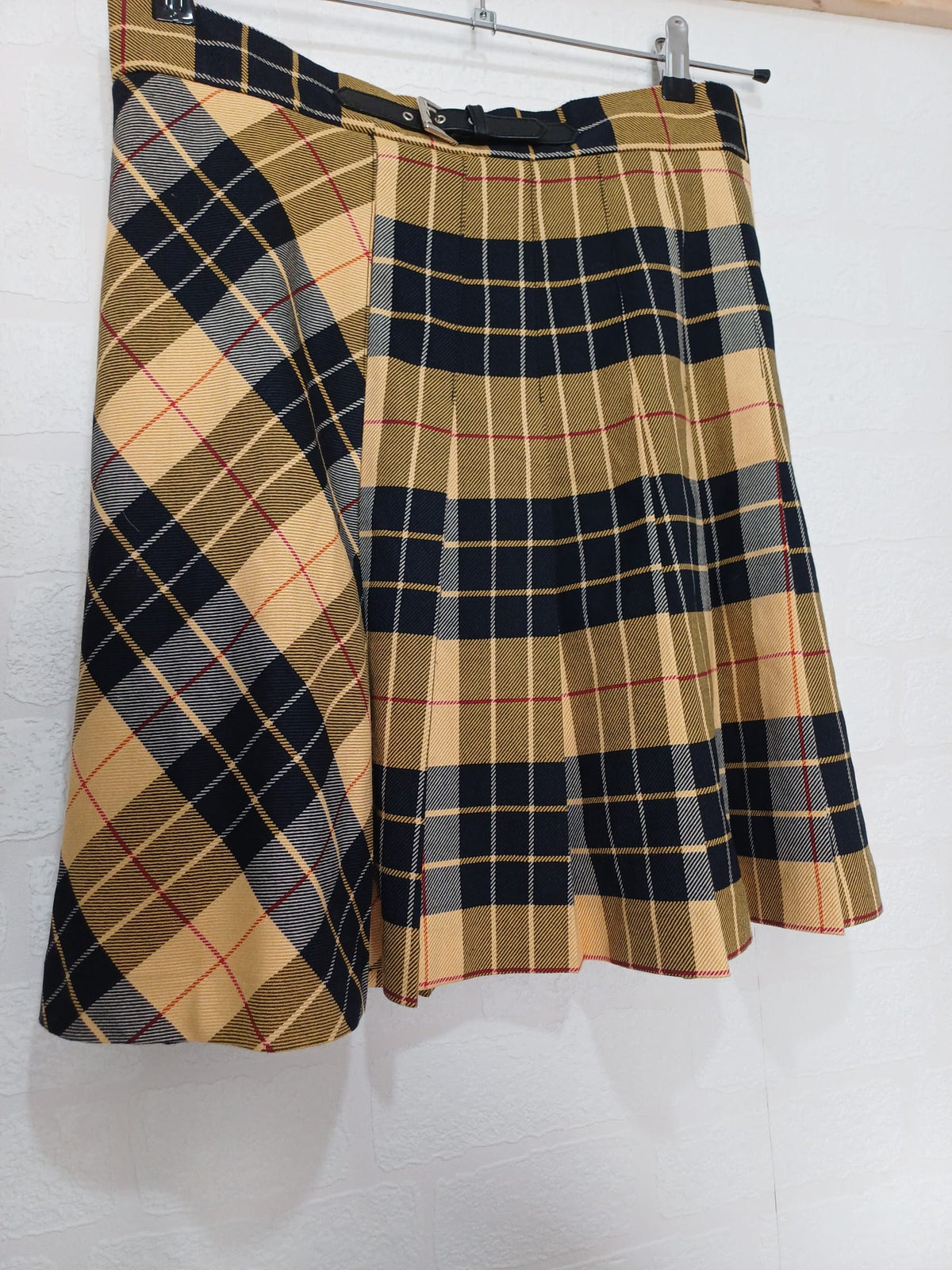 Women's Skirt M&S Tartan Check Pleated Kilt Style with Belt UK 12 - Very Good Condition