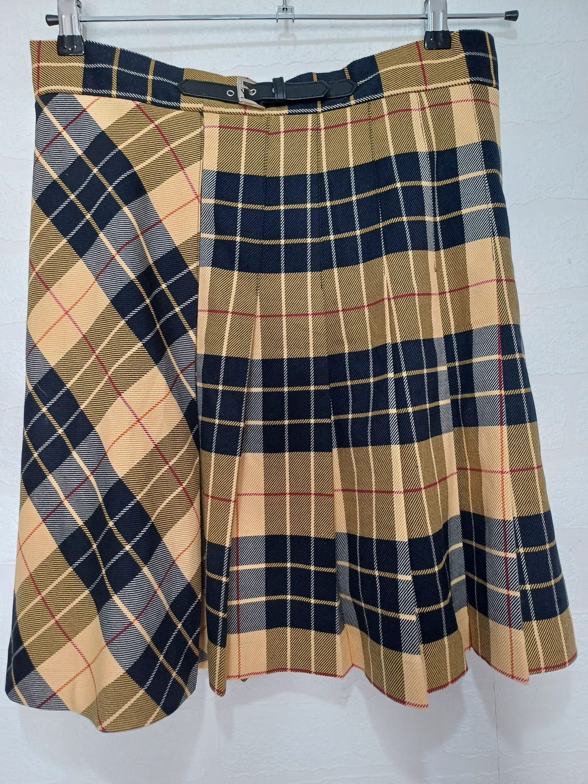 Women's Skirt M&S Tartan Check Pleated Kilt Style with Belt UK 12 - Very Good Condition