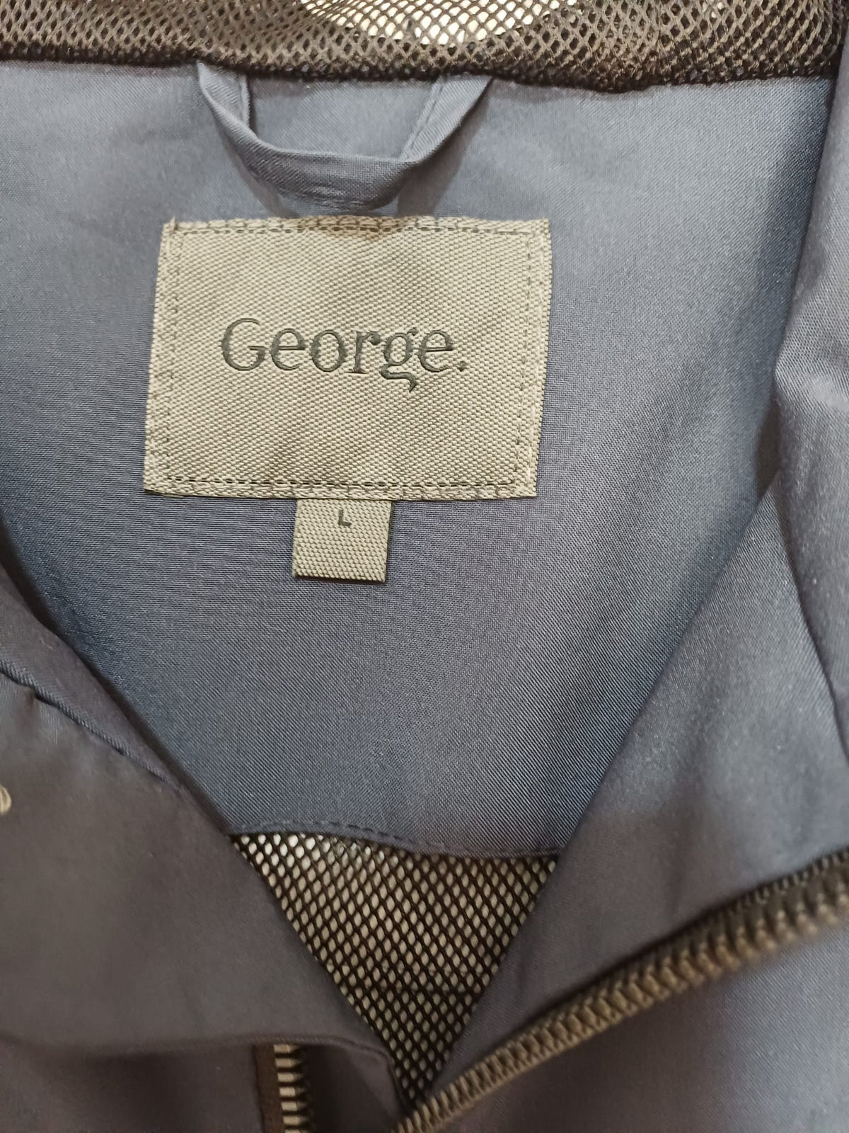 Men's Jacket George at Asda N:LMT Navy Blue Hooded Waterproof Outdoor Size L Approx. 23" PTP - Very Good Condition
