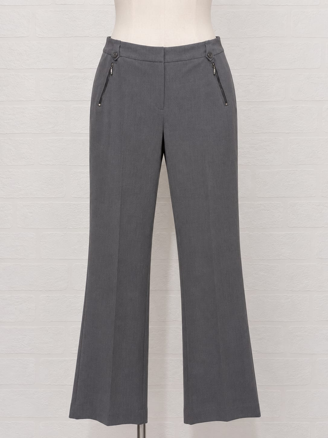 Women's Trousers M&Co Grey Straight Leg Smart Size 14 W34 L28 - Good Condition