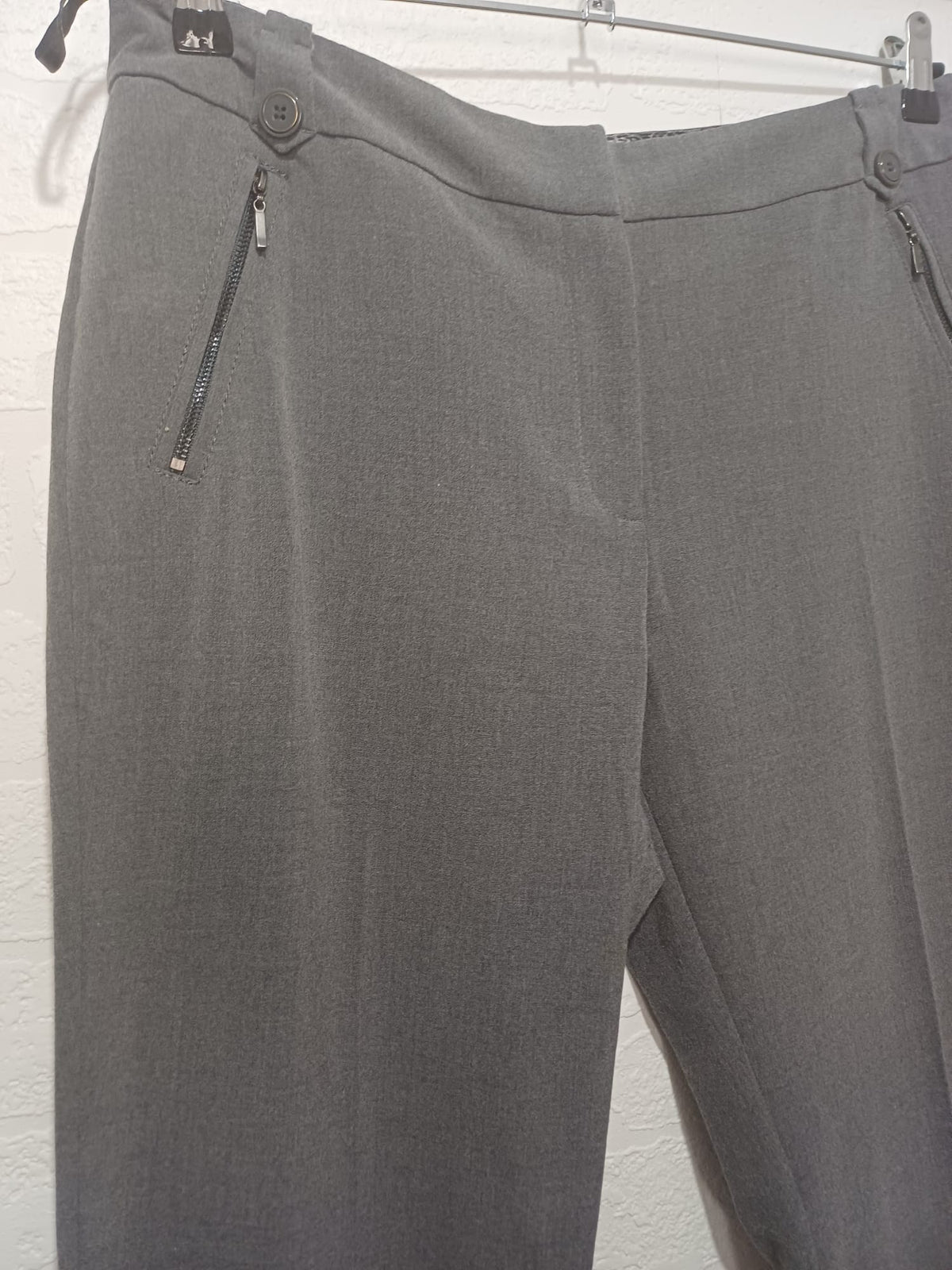 Women's Trousers M&Co Grey Straight Leg Smart Size 14 W34 L28 - Good Condition