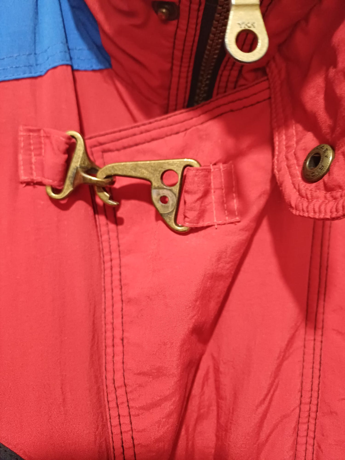 Men's Jacket C&A Vintage Colour Block Ski Red Blue Black Size L Approx. 25" PTP - Good Condition