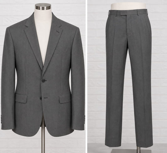 Men's 2 Piece Suit Aspen & Court Grey Blazer & Trousers W37 L33 Approx. 18" PTP - Very Good Condition