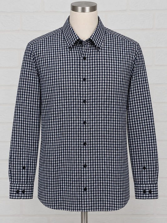 Men's Shirt Next Tailoring Black & White Gingham Check Long Sleeve 17" Collar Approx. 23.5" PTP - Good Condition