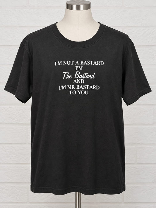 Men's T-Shirt Stedman Black Funny Slogan Mr Bastard Size M Approx. 21" PTP - Good Condition