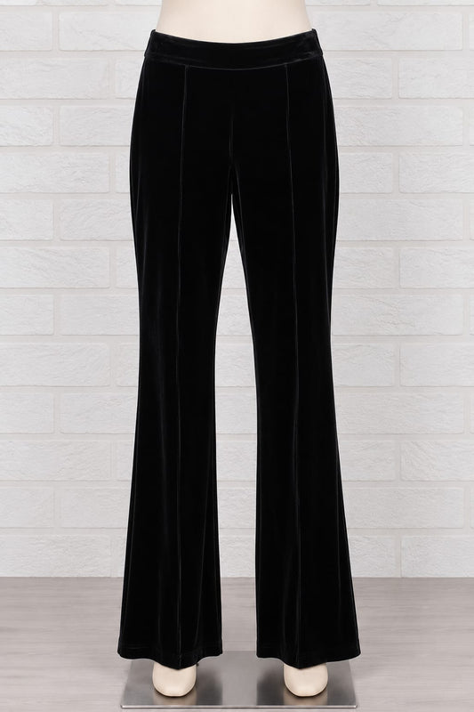 Women's Flared Trousers SHEIN SXY Black Velvet Size L UK 12 Approx. 30" Waist - Brand New With Tags