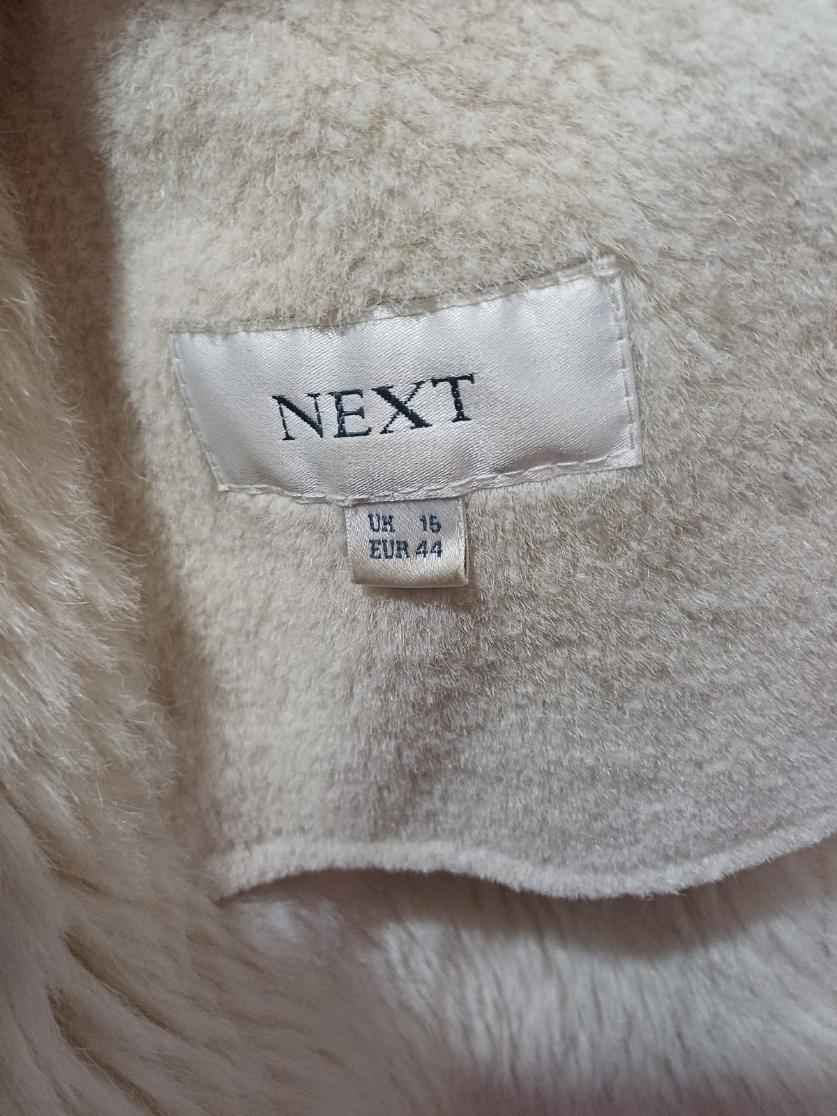 Women's Coat Next Cream/White Faux Fur Trim Winter Jacket Size 16 - Good Condition