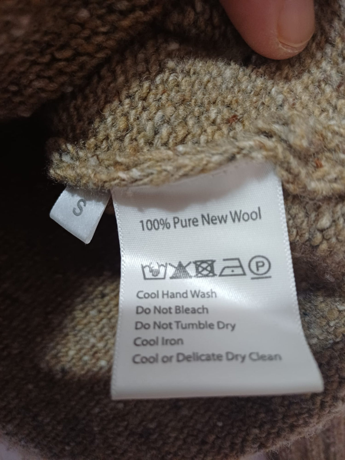 Women's Jumper Celtic & Co Brown Cream Blue Colour Block Oversized Pure New Wool Size S - Very Good Condition