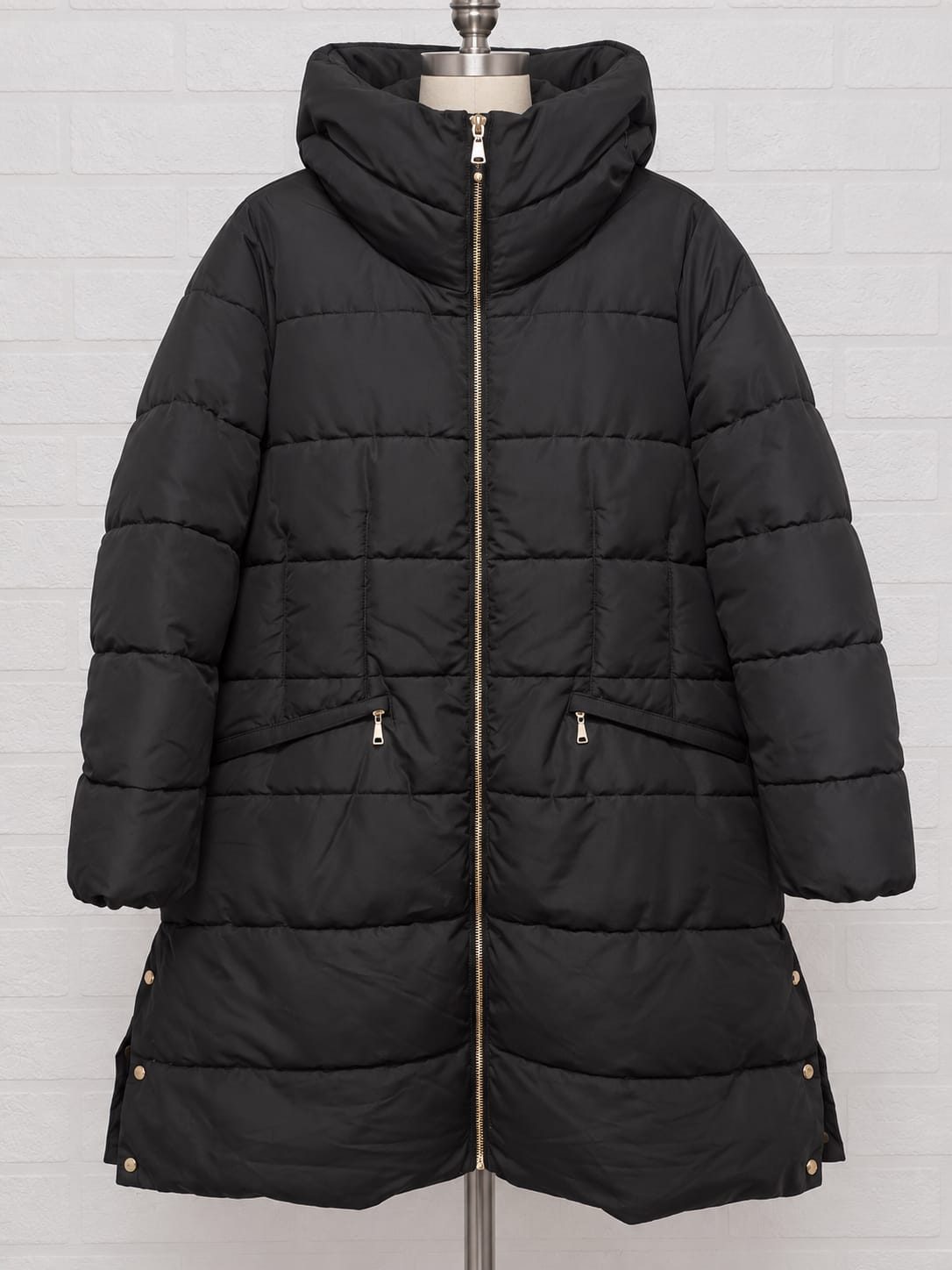 Women's Plus Size Puffer Coat Next Black Longline Hooded Shower Resistant Size 20 Good Pre-Owned Condition