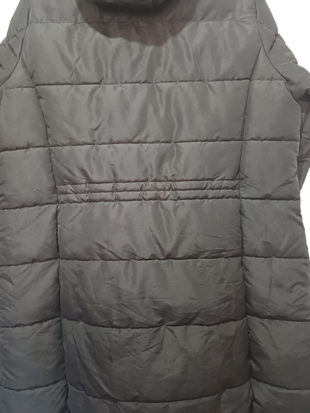 Women's Plus Size Puffer Coat Next Black Longline Hooded Shower Resistant Size 20 Good Pre-Owned Condition