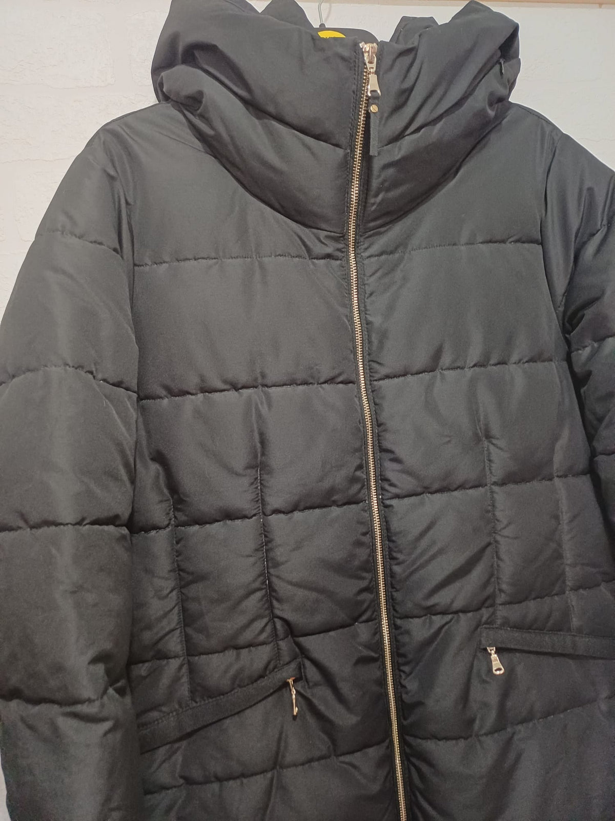 Women's Plus Size Puffer Coat Next Black Longline Hooded Shower Resistant Size 20 Good Pre-Owned Condition