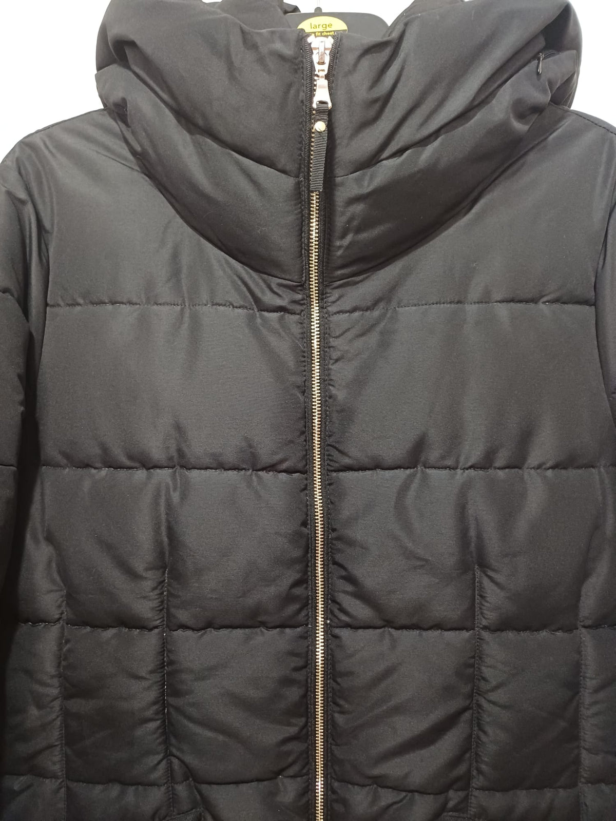 Women's Plus Size Puffer Coat Next Black Longline Hooded Shower Resistant Size 20 Good Pre-Owned Condition