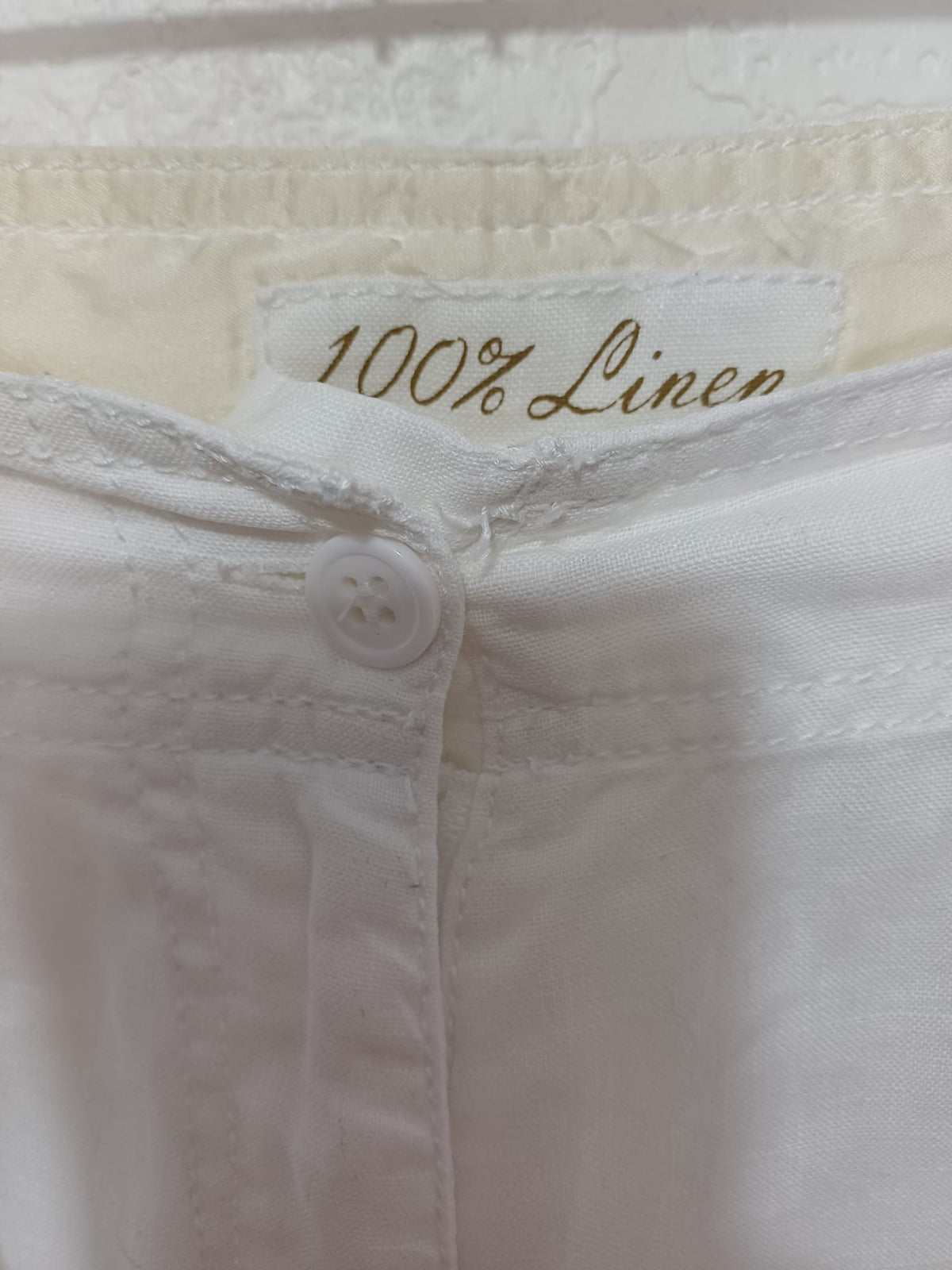 Women's Plus Size Trousers Unbranded White Wide Leg Linen Drawstring Waist UK 20 Very Good Pre-Owned Condition